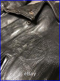 Vintage Mens 1950s Horsehide Motorycle CHP Cop Jacket Cal Leathers Talon zips