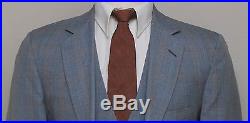 Vintage Mens 38L Love Clothing 3 Piece Grey/Brown/Blue Glen Check Wool Suit