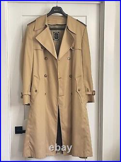 Vintage Mens CHRISTIAN DIOR PARIS Tan Trench Coat Belted & Wool Lined Sz 42L