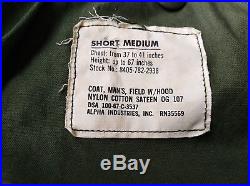 Vintage Mens M65 Field Jacket Vietnam Era Alpha Industries 1967 Med Short Coat