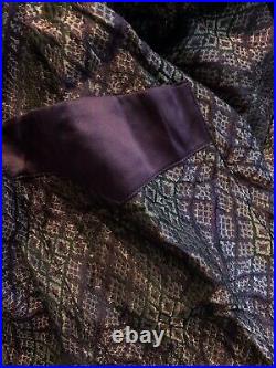 Vintage Mens Smoking Jacket Robe Playboy L XL Long Purple Gold Rope Tassel Belt