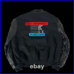 Vintage Michael Jackson BAD Production Crew Leather Jacket Rock Pop Tour Tee