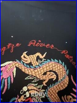 Vintage Military Souvenir Black Jacket Embroidered 1948 Yangtze River Patrol