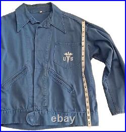 Vintage Military Uniform c. 1950s US Medical Convalescent Blue Jacket Suit Coat