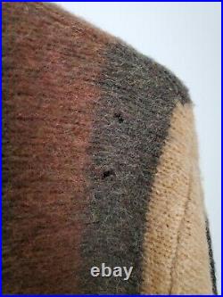 Vintage Mohair Cardigan Cobain Sweater Grunge Fuzzy Men's Medium Striped Brown