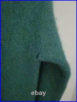 Vintage Mohair Cardigan Cobain Sweater Men's Small Teal Blue Grunge Fuzzy