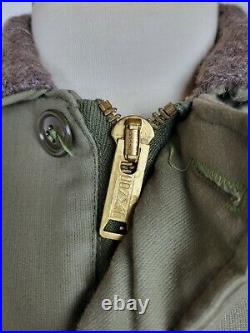 Vintage N-1 Naval Deck Coat Jacket Cotton Khaki w. Wool Alpaca Lining 40