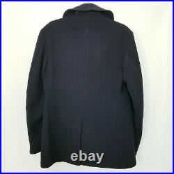 Vintage Navy Pea Coat Mens S WWII Navy Blue Naval Clothing Factory 1943 Military