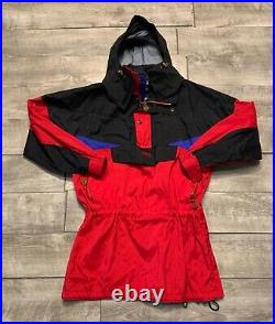 Vintage Nordica Anorak Black & Red Windbreaker Pullover Coat Jacket Men's Medium