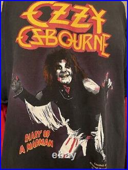 Vintage Ozzy Osbourne Shirt Diary Of A Madman Limited Edition Reprint Black XL