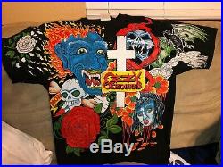 Vintage Ozzy Osbourne T Shirt Size L Mens All Over Print 90s No More Tours Rare