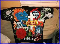 Vintage Ozzy Osbourne T Shirt Size L Mens All Over Print 90s No More Tours Rare