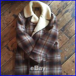 Vintage Pendleton, Shadow Plaid, Heavy Wool, Sherpa Lined Jacket, Western Wear