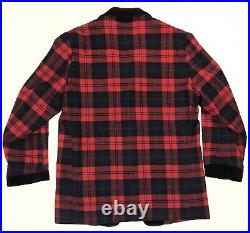 Vintage Pendleton Smoking Jacket M / L Virgin Wool Red Coat Plaid Blazer 1950s