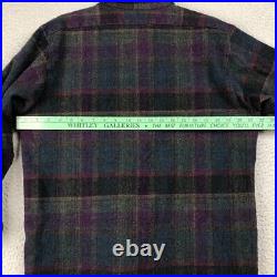 Vintage Pendleton Wool Board Shirt Plaid Green Purple Teal Pocket XL 60s 50s