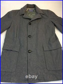 Vintage Pendleton Wool Duster Men's 38M Overcoat Jacket Button Satin Grey Gray