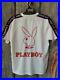 Vintage Playboy Big Logo Embroidery Spell Out Side Tape Mens Jersey T Shirt Sz L