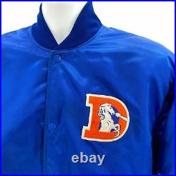 Vintage Pro Line By Starter Denver Broncos Snap Button Blue Satin Bomber Jacket