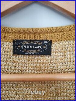 Vintage Puritan Mohair Cardigan Cobain Sweater Grunge Fuzzy Men's XL Argyle