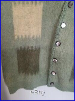 Vintage Puritan Mohair Cardigan Cobain Sweater Men's Medium Green Grunge