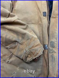 Vintage Quilted Lined Carhartt Canvas Workwear Cropped Arctic Jacket Size Medium