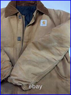 Vintage Quilted Lined Carhartt Canvas Workwear Cropped Arctic Jacket Size Medium