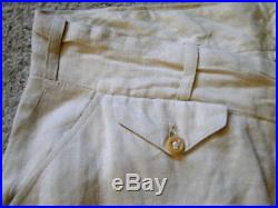 Vintage RARE Antique 1920s Button Fly Golf Knickers White Linen Size 32 x24