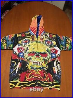 Vintage RETRO Ed Hardy Mens Medium Hoodie WITH DEFECTS Christian Audigier