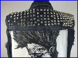 Vintage Ralph Lauren Denim Jacket The Cramps Back Patch 90s Studded Punk Studs S