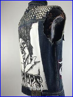 Vintage Ralph Lauren Denim Jacket The Cramps Back Patch 90s Studded Punk Studs S