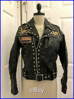 Vintage Rare 1960s Harley Davidson Biker Leather Motorcycle Jacket Studded 38