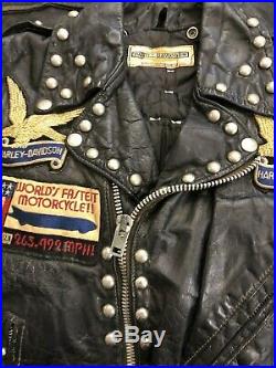 Vintage Rare 1960s Harley Davidson Biker Leather Motorcycle Jacket Studded 38