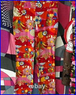 Vintage Rare 60s 70s psychedelic Cotton Floral Printed pants Mcgregor Hippie 36