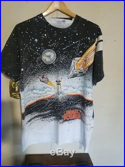 Vintage Rare Space Star Tours Shirt 80s All Over Print Disneyland Single Stitch