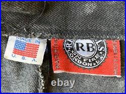 Vintage Red Balls on Fire Black Denim Trench Coat USA-made Mens Medium Matrix