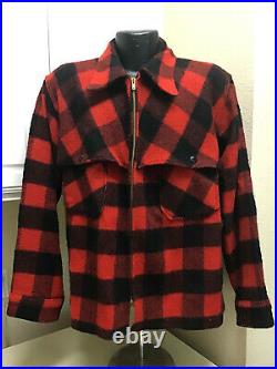 Vintage Red Buffalo Plaid Wool Hunting Jacket Logger Woodsman Forestry Icon USA