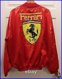 Vintage Retro 70's Ferrari Polyester Shimmer Jacket Wind Breaker Red Size Large