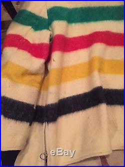 Vintage Reversible Wool blanket Coat Pendleton or Hudsons Bay Style, sz L
