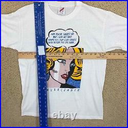 Vintage Roy Lichtenstein Cheerleader white graphic T-shirt Men Size L Comic art