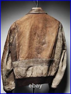 Vintage SCHOTT NYC Aviator Pilot Distressed Leather Jacket Patina 40 (AS)