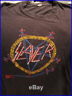 Vintage SLAYER Concert T-Shirt Tour Shirt 1985 Size Md Hell Awaits Metal Rock