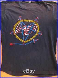 Vintage SLAYER Concert T-Shirt Tour Shirt 1985 Size Md Hell Awaits Metal Rock