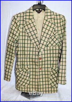 Vintage SPATZ 1930s Style MEN'S Suit Jacket Blazer Coat CHECKERED +Elastic Belt