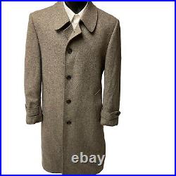 Vintage Samuelsohn Men's Gray TWEED Over CAR Coat Wool Trench Gentlemans Jacket