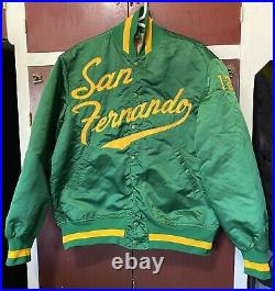 Vintage San Fernando Green Satin Jacket College High School Team Varsity Sports