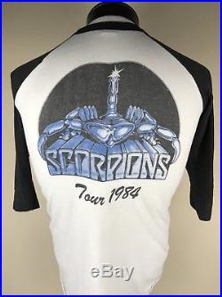 Vintage Scorpions 1984 US Concert Tour T-Shirt Raglan Rare White Medium M