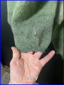 Vintage Sears Mohair Cardigan Cobain Sweater Grunge Fuzzy Medium Tri-tone Green
