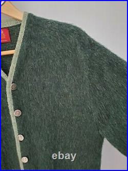 Vintage Sears Mohair Cardigan Cobain Sweater Grunge Fuzzy Men's Small Green