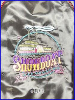 Vintage Showboat Las Vegas Casino Black Satin Bomber Jacket Large