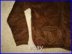 Vintage Sweater Men's Fuzzy Mohair Cardigan Kurt Cobain Brown Sz. L-XL
